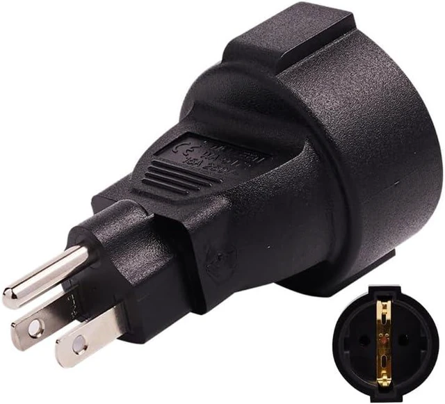 Main image of Schuko Female to NEMA5-15P Electrical Adapter, EU to US Plug Adapter, USA 3 Prong to European Receptacle Travel Adapter Power Converter, Euro US Plug Adapter,Europe Travel Essentials