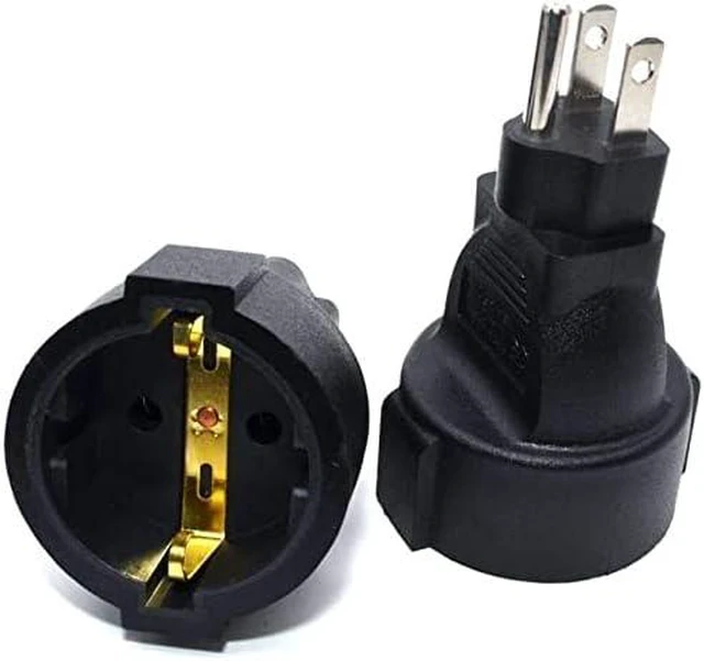 Alt view image 2 of 7 - Schuko Female to NEMA5-15P Electrical Adapter, EU to US Plug Adapter, USA 3 Prong to European Receptacle Travel Adapter Power Converter, Euro US Plug Adapter,Europe Travel Essentials