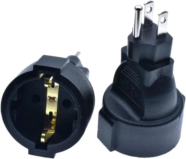 Alt view image 3 of 7 - Schuko Female to NEMA5-15P Electrical Adapter, EU to US Plug Adapter, USA 3 Prong to European Receptacle Travel Adapter Power Converter, Euro US Plug Adapter,Europe Travel Essentials