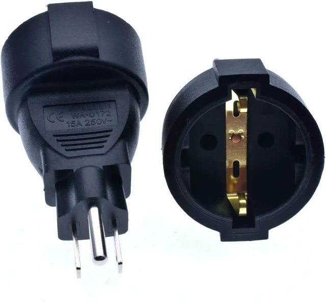 Alt view image 4 of 7 - Schuko Female to NEMA5-15P Electrical Adapter, EU to US Plug Adapter, USA 3 Prong to European Receptacle Travel Adapter Power Converter, Euro US Plug Adapter,Europe Travel Essentials