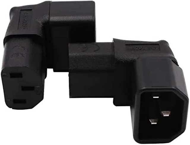 Alt view image 6 of 7 - Elbow Plug C14 to C13 Power Converter Travel Plug Adapter for LCD LED TV Wall Mount,IEC 320 C14 to 90-Degree Up Angle IEC C13 Electrical Adapter ,C13 C14 Cable IEC Power Connector