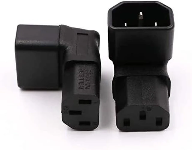 Alt view image 7 of 7 - Elbow Plug C14 to C13 Power Converter Travel Plug Adapter for LCD LED TV Wall Mount,IEC 320 C14 to 90-Degree Up Angle IEC C13 Electrical Adapter ,C13 C14 Cable IEC Power Connector