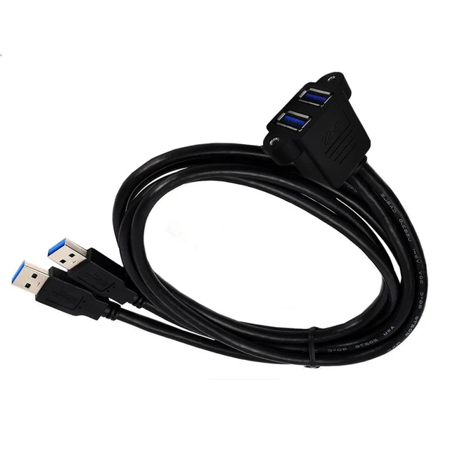 Alt view image 4 of 7 - Dual USB 3.0 Cable with Panel Mount Screw Hole, 2 Ports USB 3.0 Male to Female Extension Cable, Suitable for Family, Classroom, Office, Conference, Entertainment and More Occasions,2ft/60cm