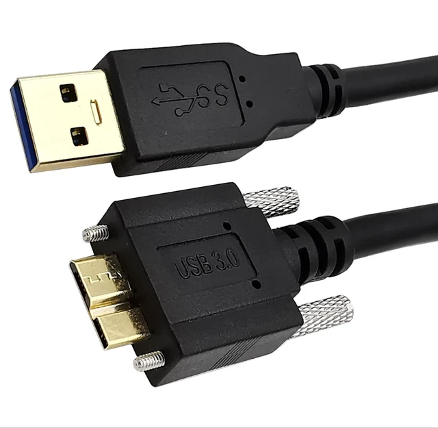 Main image of USB 3.0 A Male to Micro B Male Cable with Locking Screws for Hard Drive, Smartphone, Tablet and PC,1ft/0.3m