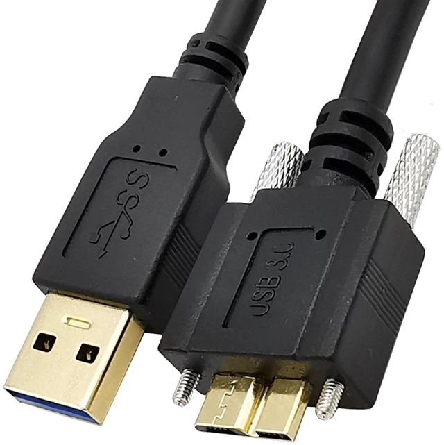 Alt view image 2 of 7 - USB 3.0 A Male to Micro B Male Cable with Locking Screws for Hard Drive, Smartphone, Tablet and PC,1ft/0.3m