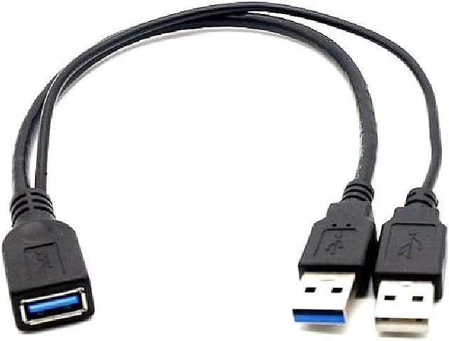 Alt view image 2 of 7 - USB 3.0 Female to Dual USB Male Extra Power Data Y Extension Cable Splitter Adapter for 2.5" Mobile Hard Disk