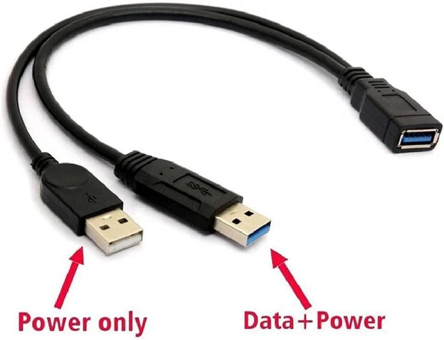 Alt view image 3 of 7 - USB 3.0 Female to Dual USB Male Extra Power Data Y Extension Cable Splitter Adapter for 2.5" Mobile Hard Disk