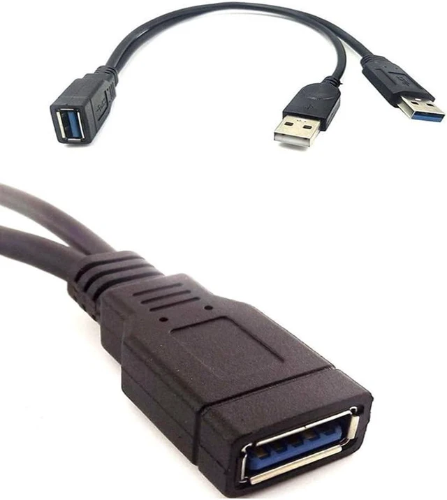 Alt view image 4 of 7 - USB 3.0 Female to Dual USB Male Extra Power Data Y Extension Cable Splitter Adapter for 2.5" Mobile Hard Disk