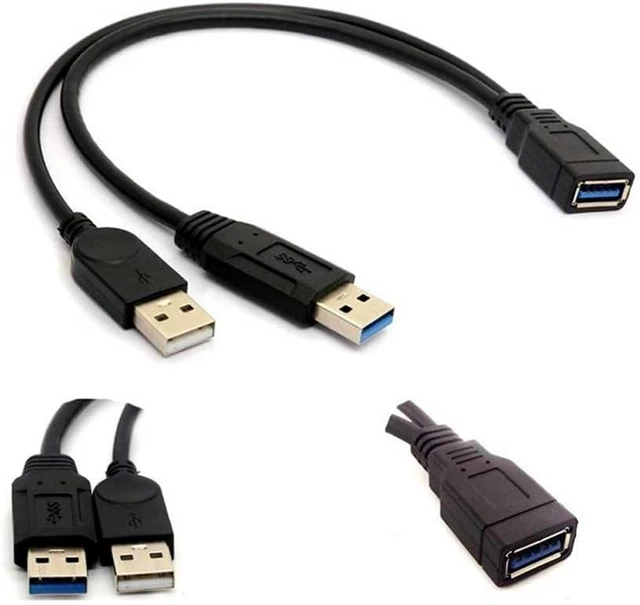 Alt view image 5 of 7 - USB 3.0 Female to Dual USB Male Extra Power Data Y Extension Cable Splitter Adapter for 2.5" Mobile Hard Disk