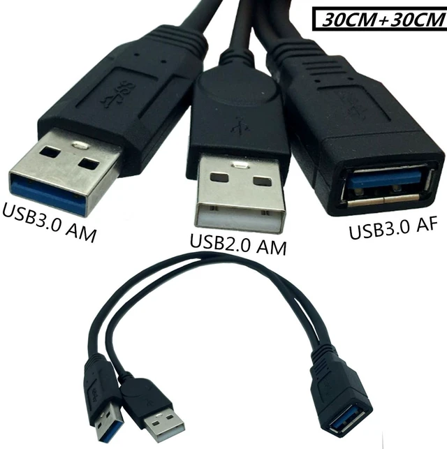Alt view image 6 of 7 - USB 3.0 Female to Dual USB Male Extra Power Data Y Extension Cable Splitter Adapter for 2.5" Mobile Hard Disk