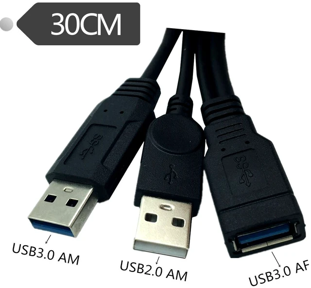 Alt view image 7 of 7 - USB 3.0 Female to Dual USB Male Extra Power Data Y Extension Cable Splitter Adapter for 2.5" Mobile Hard Disk