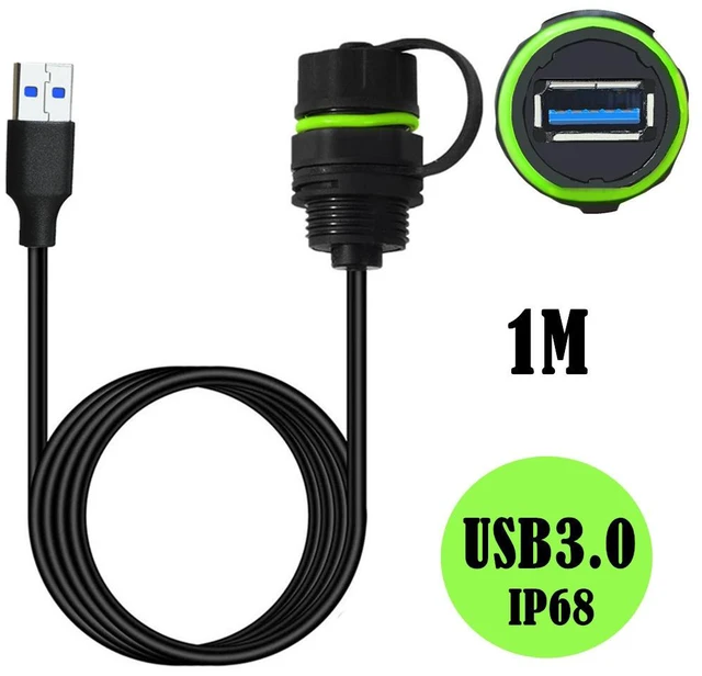 Main image of M20 IP68 Waterproof USB 3.0 Extension Cable, 5Gpbs USB Male to Female Pass Through Adapter Extender Dashboard Flush Panel Mount Cord for Cars, Trucks, Motorcycles, Boats, Yachts,3ft/1m