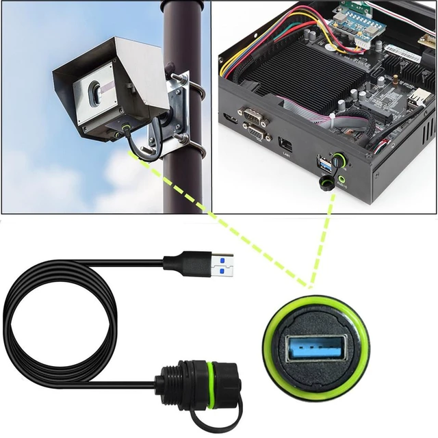 Alt view image 2 of 7 - M20 IP68 Waterproof USB 3.0 Extension Cable, 5Gpbs USB Male to Female Pass Through Adapter Extender Dashboard Flush Panel Mount Cord for Cars, Trucks, Motorcycles, Boats, Yachts,3ft/1m