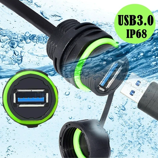 Alt view image 3 of 7 - M20 IP68 Waterproof USB 3.0 Extension Cable, 5Gpbs USB Male to Female Pass Through Adapter Extender Dashboard Flush Panel Mount Cord for Cars, Trucks, Motorcycles, Boats, Yachts,3ft/1m
