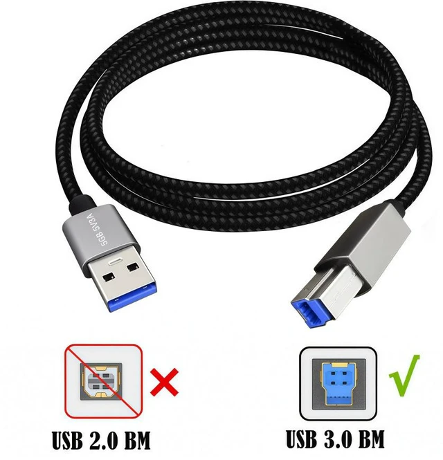 Alt view image 4 of 7 - USB 3.0 Cable A Male to B Male ,Superspeed USB 3.0 A-B/A Male to B Male Cable - for Scanner, Printers, Desktop External Hard Drivers and More,1ft/0.3m