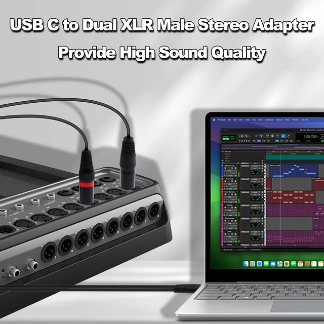 Alt view image 4 of 7 - USB C to Dual XLR Male Audio Cable 3ft/1m, Stereo Type-C to 2 XLR Y-Splitter Cable for Smartphone, Laptop, Tablet to Active Speaker, Mixer, Amp | Compatible with Windows, macOS, iOS, Android