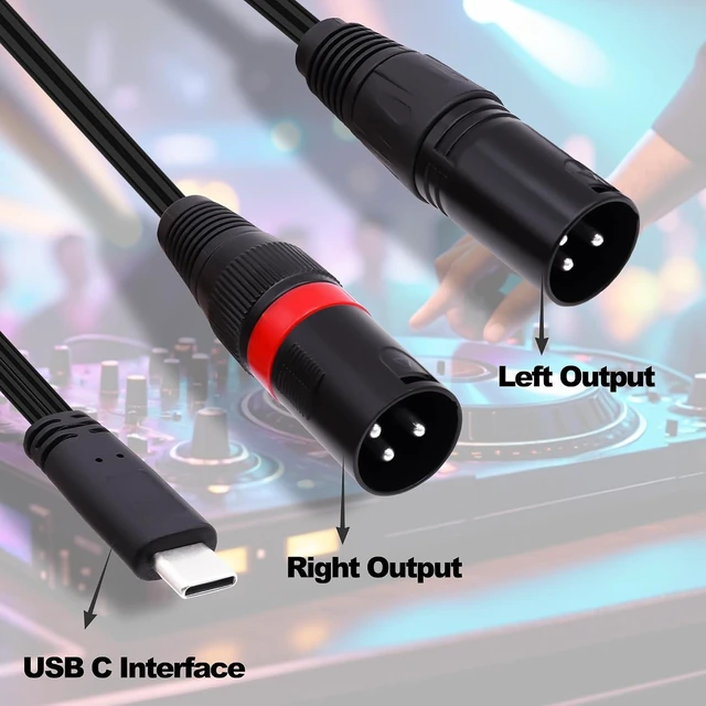 Alt view image 6 of 7 - USB C to Dual XLR Male Audio Cable 3ft/1m, Stereo Type-C to 2 XLR Y-Splitter Cable for Smartphone, Laptop, Tablet to Active Speaker, Mixer, Amp | Compatible with Windows, macOS, iOS, Android