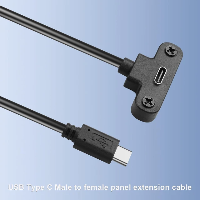 Alt view image 2 of 7 - USB Type C Panel Mount Adapter Cable 90 Degree Angle USB C Male to Female Extension Cable,USB 2.0 Type C Cable with Panel Mount Screw for Laptop, Tablet, Mobile Phone 1ft/30cm