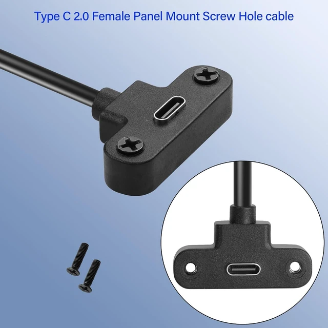 Alt view image 4 of 7 - USB Type C Panel Mount Adapter Cable 90 Degree Angle USB C Male to Female Extension Cable,USB 2.0 Type C Cable with Panel Mount Screw for Laptop, Tablet, Mobile Phone 1ft/30cm