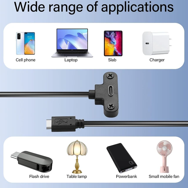 Alt view image 5 of 7 - USB Type C Panel Mount Adapter Cable 90 Degree Angle USB C Male to Female Extension Cable,USB 2.0 Type C Cable with Panel Mount Screw for Laptop, Tablet, Mobile Phone 1ft/30cm