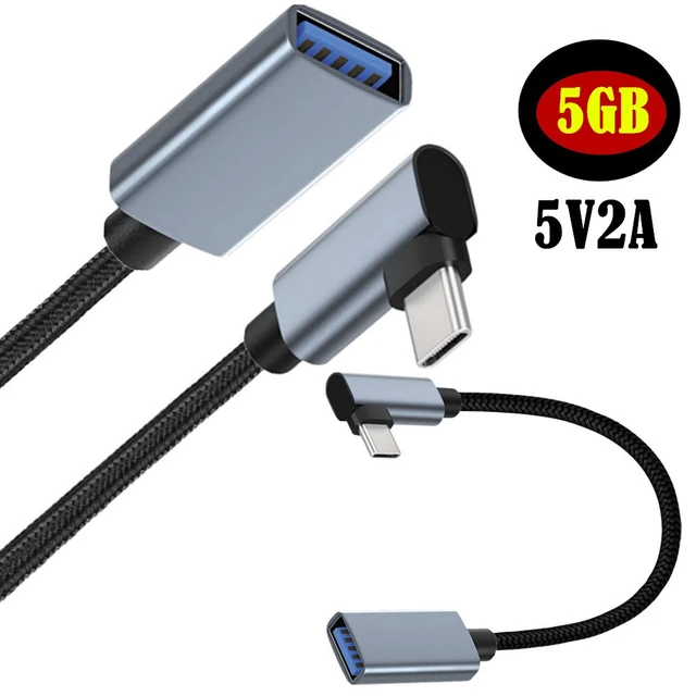 Alt view image 6 of 7 - 2-Pack USB C to USB 3.0 Adapter Cable, 90 Degree Angle USB C Male to USB Female OTG Cable Adapter,1ft/0.3m Elbow Plug