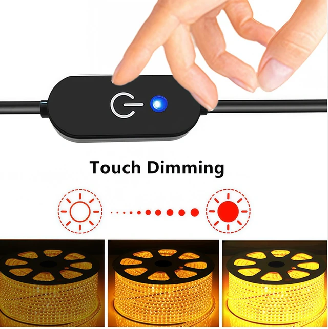 Alt view image 4 of 7 - USB Type-C LED Strip Touch Dimmer Cord Single Colour Dimming On Off Switch Controller DC 5V-12V, Switch Black ,3ft/1m