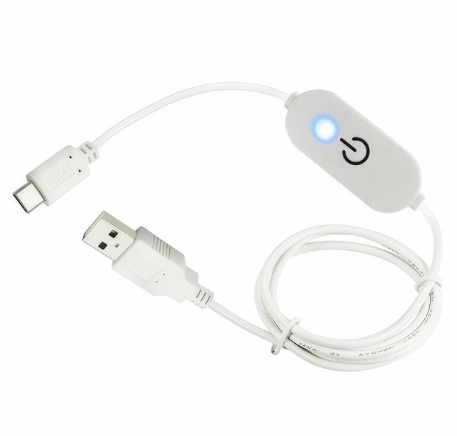 Main image of USB Type-C LED Strip Touch Dimmer Cord Single Colour Dimming On Off Switch Controller DC 5V-12V, Switch White ,3ft/1m