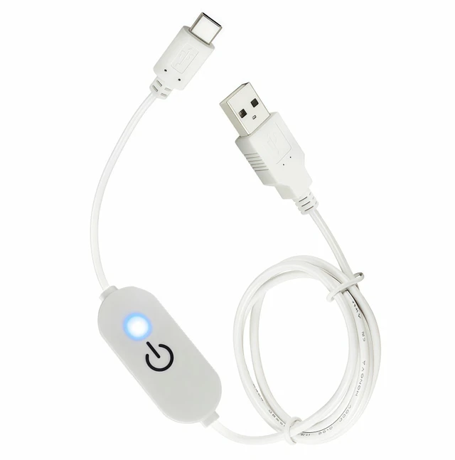 Alt view image 2 of 7 - USB Type-C LED Strip Touch Dimmer Cord Single Colour Dimming On Off Switch Controller DC 5V-12V, Switch White ,3ft/1m