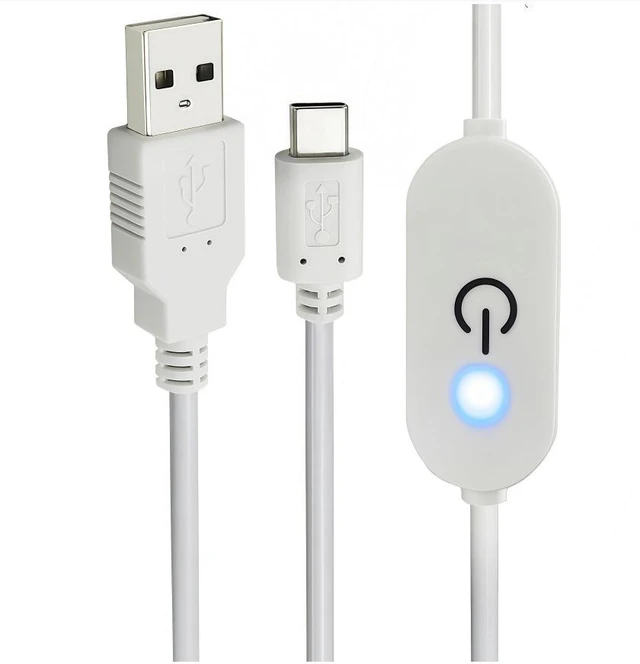 Alt view image 3 of 7 - USB Type-C LED Strip Touch Dimmer Cord Single Colour Dimming On Off Switch Controller DC 5V-12V, Switch White ,3ft/1m