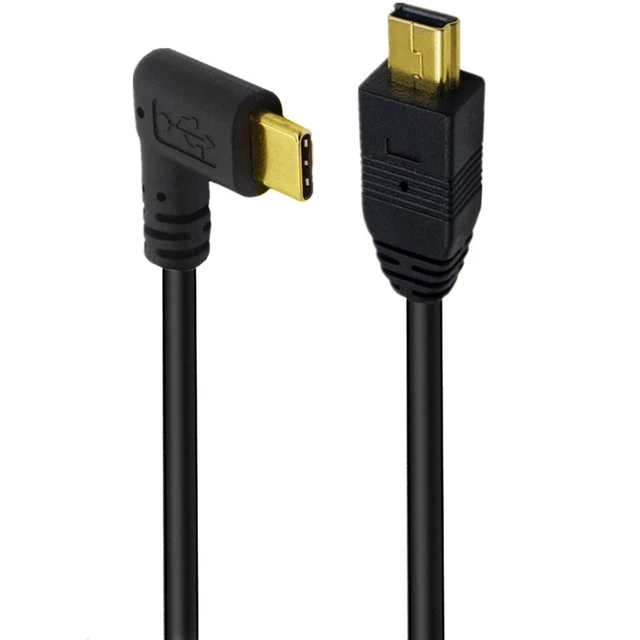 Alt view image 2 of 7 - 90 Degree Angle USB-C Charging Cable, USB 3.1 Type C Male to Mini USB (Mini B) Male Converter Short Cable Cord , 8inch/25cm,Left/Right Angle Elbow Plug