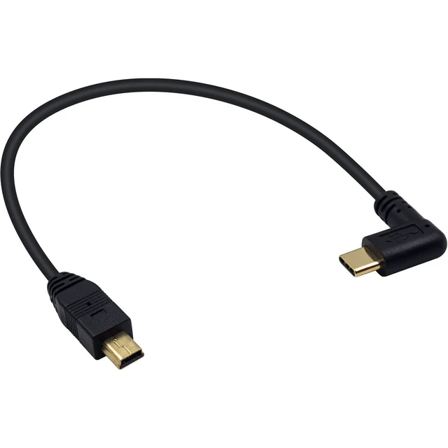 Alt view image 4 of 7 - 90 Degree Angle USB-C Charging Cable, USB 3.1 Type C Male to Mini USB (Mini B) Male Converter Short Cable Cord , 8inch/25cm,Left/Right Angle Elbow Plug