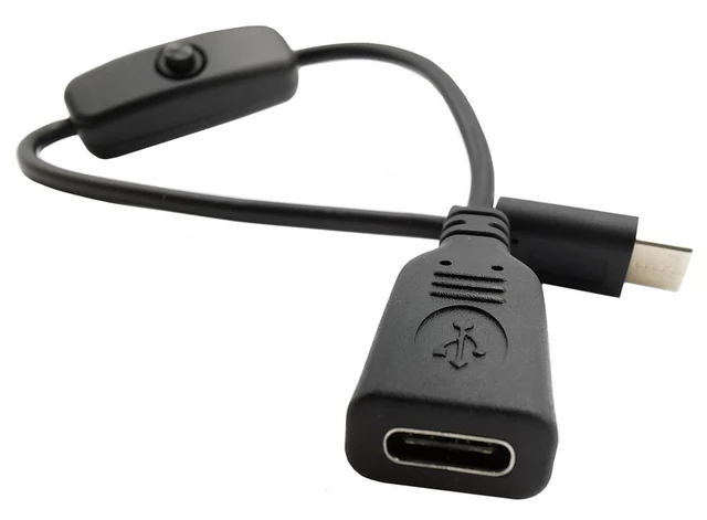 Alt view image 4 of 7 - 2-Pack USB Type C Switch Extension Cable , USB C Male-to-Female USB cable with on / off switch, c-type USB 3.1 extended push-in key switch cable,1FT/0.3m