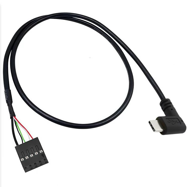 Main image of USB-C to 9-Pin USB 2.0 Motherboard Cable,9Pin USB Header to 90 Degree Angle USB-C Cable for Desktop Chassis Front Panel Upgrade;1.6ft/0.5m Left/Right Angle