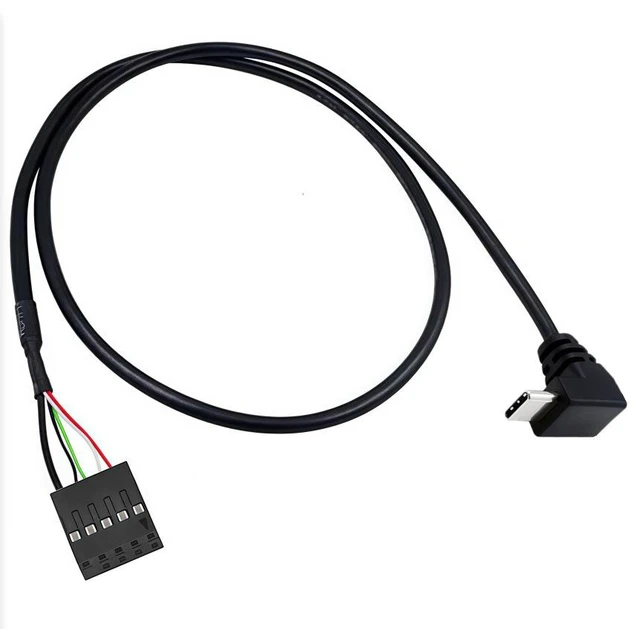 Main image of USB-C to 9-Pin USB 2.0 Motherboard Cable,9Pin USB Header to 90 Degree Angle USB-C Cable for Desktop Chassis Front Panel Upgrade;1.6ft/0.5m Up/Down Angle