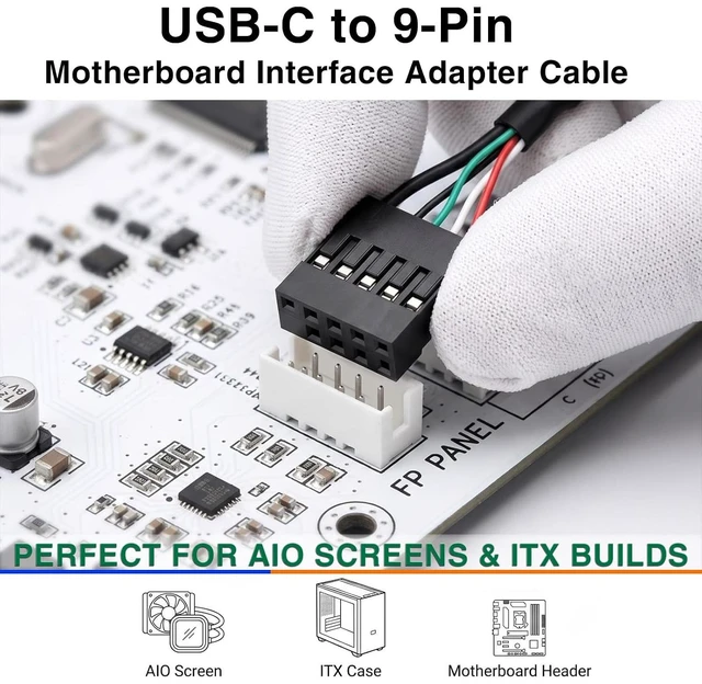 Alt view image 5 of 7 - USB-C to 9-Pin USB 2.0 Motherboard Cable,9Pin USB Header to 90 Degree Angle USB-C Cable for Desktop Chassis Front Panel Upgrade;1.6ft/0.5m Up/Down Angle