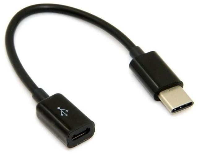 Alt view image 6 of 6 - USB3.1 Type C Male To Micro USB 2.0 5Pin Female Data Cable Cord ,USB Type C to Micro USB Cable, USB-C Male to Micro USB Female Adapter Converter,0.5ft/15cm,Black