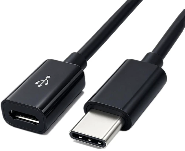 Alt view image 3 of 6 - USB3.1 Type C Male To Micro USB 2.0 5Pin Female Data Cable Cord ,USB Type C to Micro USB Cable, USB-C Male to Micro USB Female Adapter Converter,0.5ft/15cm,Black