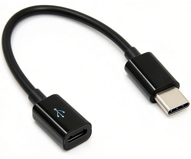 Alt view image 2 of 6 - USB3.1 Type C Male To Micro USB 2.0 5Pin Female Data Cable Cord ,USB Type C to Micro USB Cable, USB-C Male to Micro USB Female Adapter Converter,0.5ft/15cm,Black