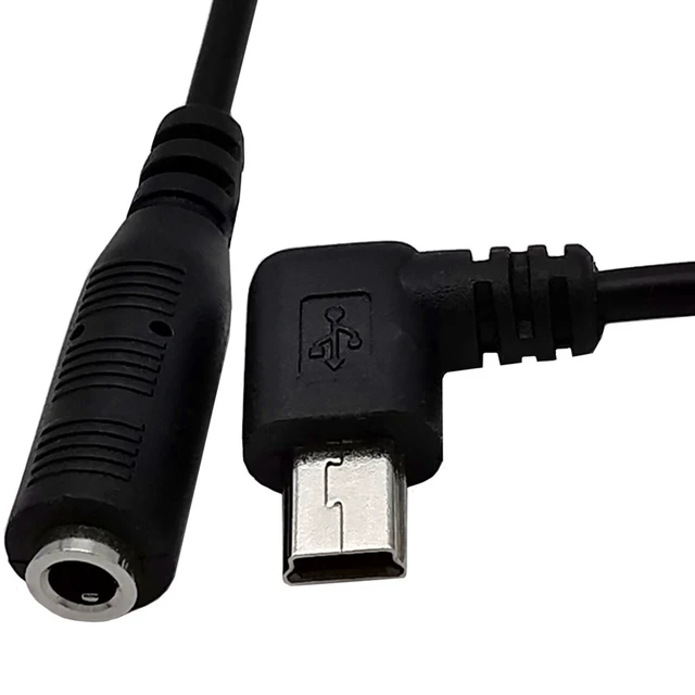 Alt view image 2 of 7 - 90 Degree Angle Mini USB Male to 3.5mm Female Audio Cable, 3.5mm Female to Right Angle 5 Pin Mini USB Male Microphone Adapter Cable,0.5ft/15cm Elbow Plug