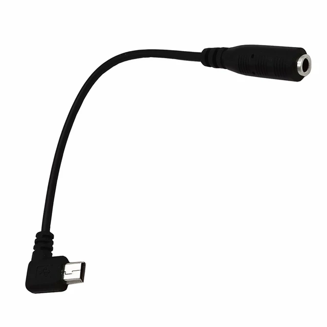 Alt view image 4 of 7 - 90 Degree Angle Mini USB Male to 3.5mm Female Audio Cable, 3.5mm Female to Right Angle 5 Pin Mini USB Male Microphone Adapter Cable,0.5ft/15cm Elbow Plug