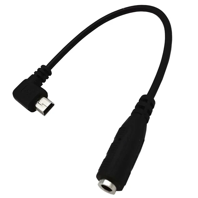 Main image of 90 Degree Angle Mini USB Male to 3.5mm Female Audio Cable, 3.5mm Female to Right Angle 5 Pin Mini USB Male Microphone Adapter Cable,0.5ft/15cm Elbow Plug