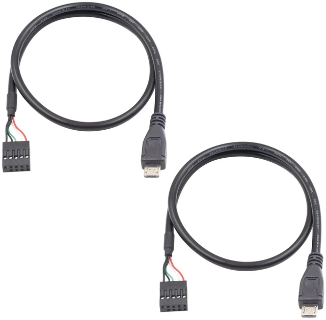 Main image of 2-Pack USB 2.0 Motherboard 9pin 10pin Header to Micro USB 5Pin Cable 1.6ft/50cm for Mini Monitor Sensor Panel Camera