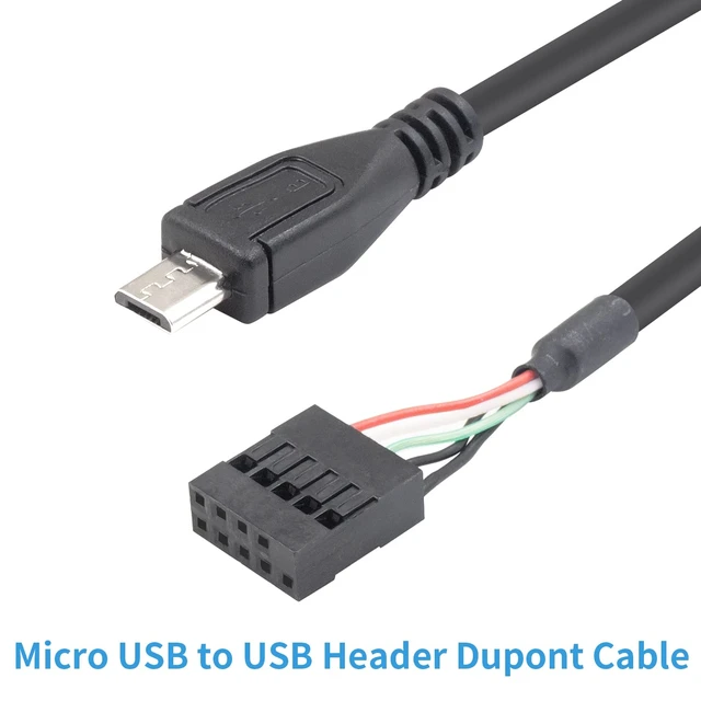 Alt view image 2 of 7 - 2-Pack USB 2.0 Motherboard 9pin 10pin Header to Micro USB 5Pin Cable 1.6ft/50cm for Mini Monitor Sensor Panel Camera