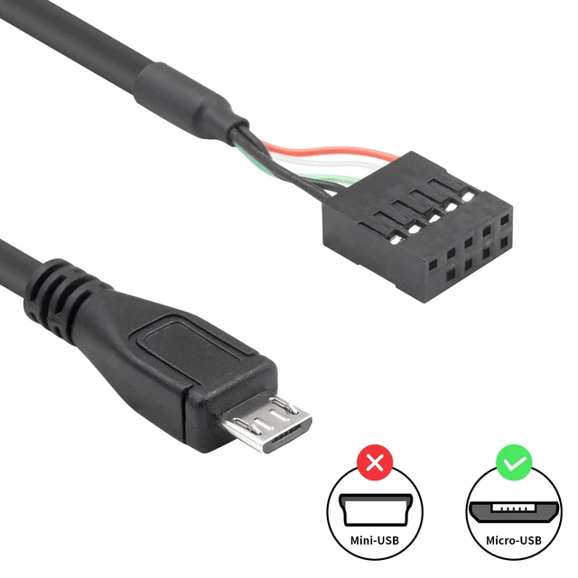 Alt view image 3 of 7 - 2-Pack USB 2.0 Motherboard 9pin 10pin Header to Micro USB 5Pin Cable 1.6ft/50cm for Mini Monitor Sensor Panel Camera