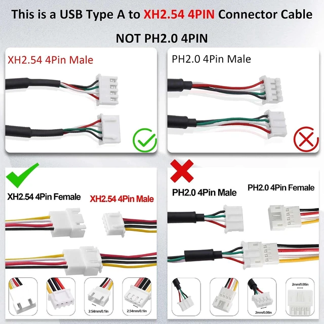 Alt view image 5 of 7 - 2 Pack USB A Male to XH2.54 4Pin Motherboard Connector Converting Cable ,1ft/30cm