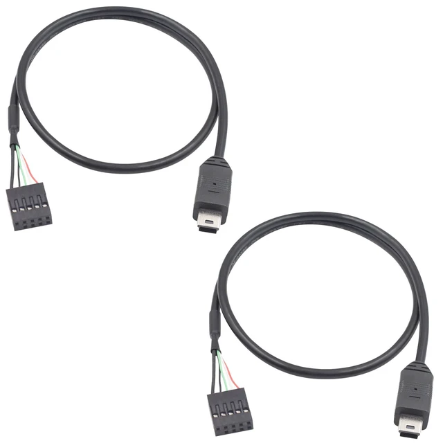 Main image of 2 Pack Mini USB to Motherboard Cable 1.6FT/50CM, Mini USB Male to 9pin Female Cable forcomputer motherboards