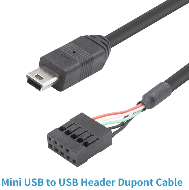 Alt view image 2 of 7 - 2 Pack Mini USB to Motherboard Cable 1.6FT/50CM, Mini USB Male to 9pin Female Cable forcomputer motherboards