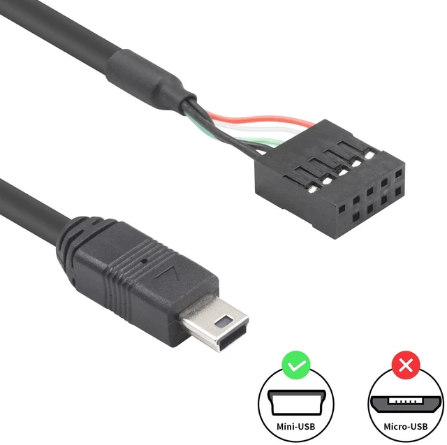 Alt view image 3 of 7 - 2 Pack Mini USB to Motherboard Cable 1.6FT/50CM, Mini USB Male to 9pin Female Cable forcomputer motherboards