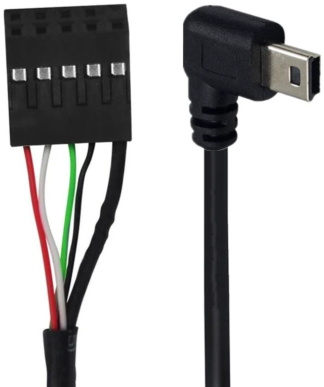 Alt view image 2 of 7 - 2 Pack Mini USB to Motherboard Cable 1.6FT/50CM, 90 Degree Right Angle Mini USB Male to 9pin Female Cable forcomputer motherboards Right Angle