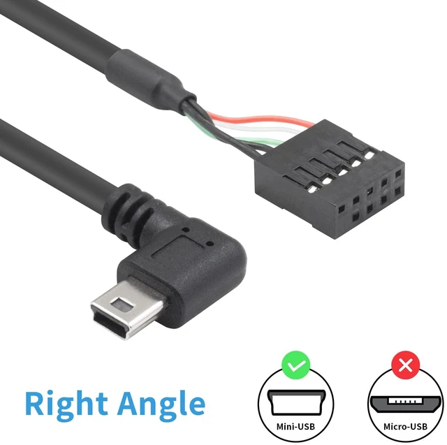 Alt view image 4 of 7 - 2 Pack Mini USB to Motherboard Cable 1.6FT/50CM, 90 Degree Right Angle Mini USB Male to 9pin Female Cable forcomputer motherboards Right Angle